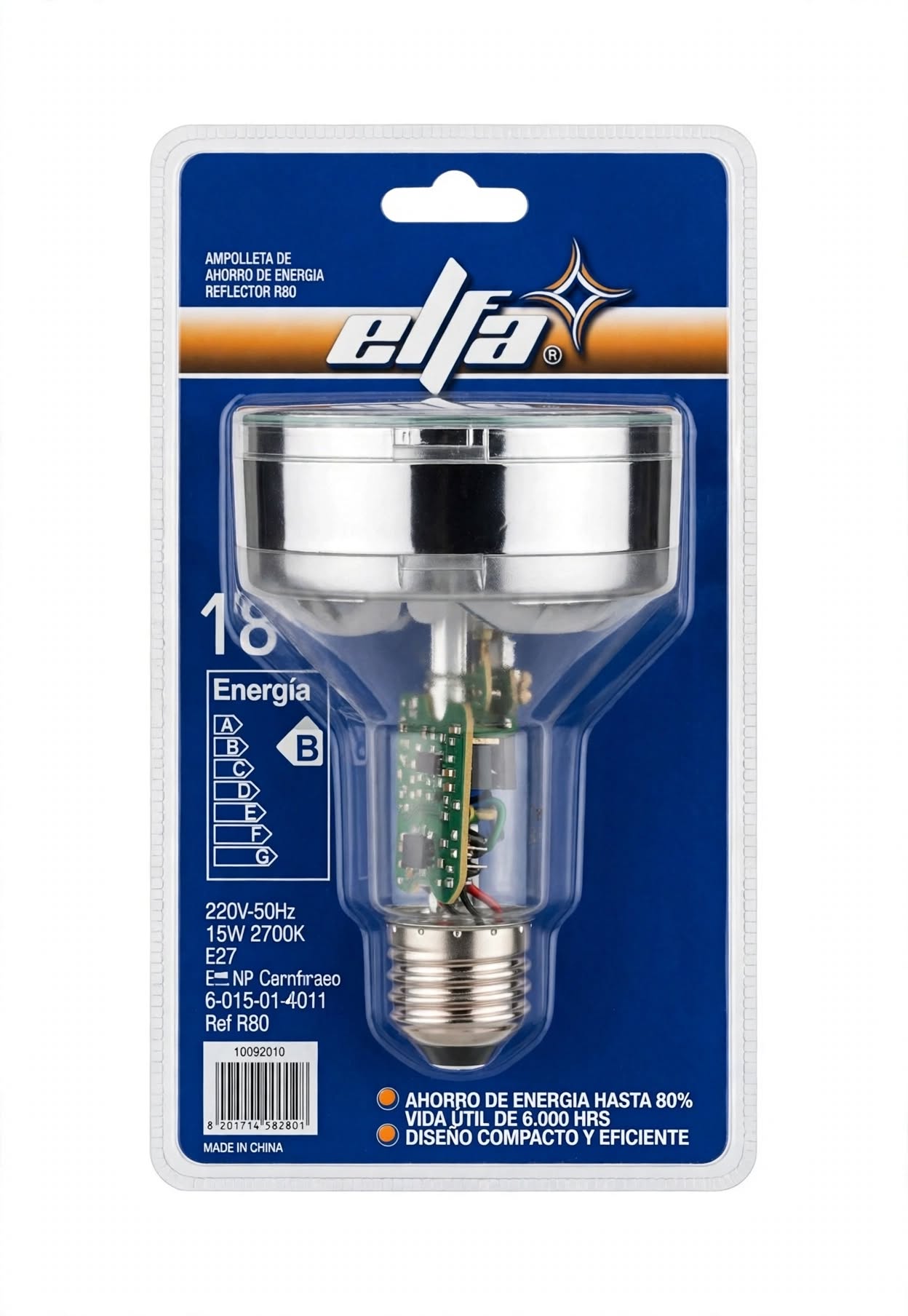 Ampolleta Reflector R80 Elfa 15W Luz Cálida 2700K E27 2