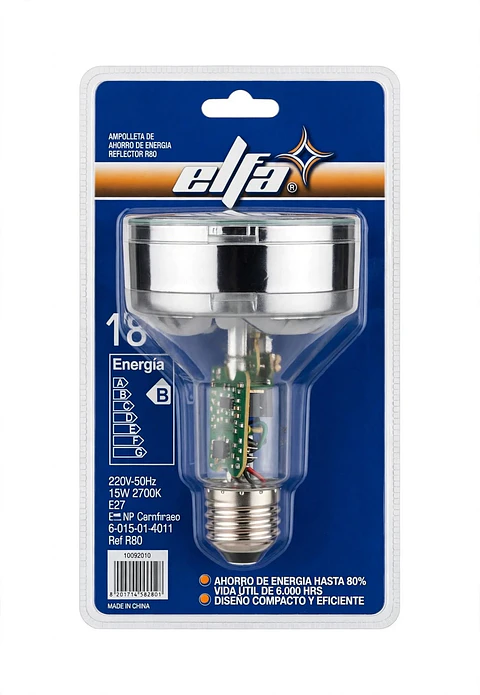Ampolleta Reflector R80 Elfa 15W Luz Cálida 2700K E27