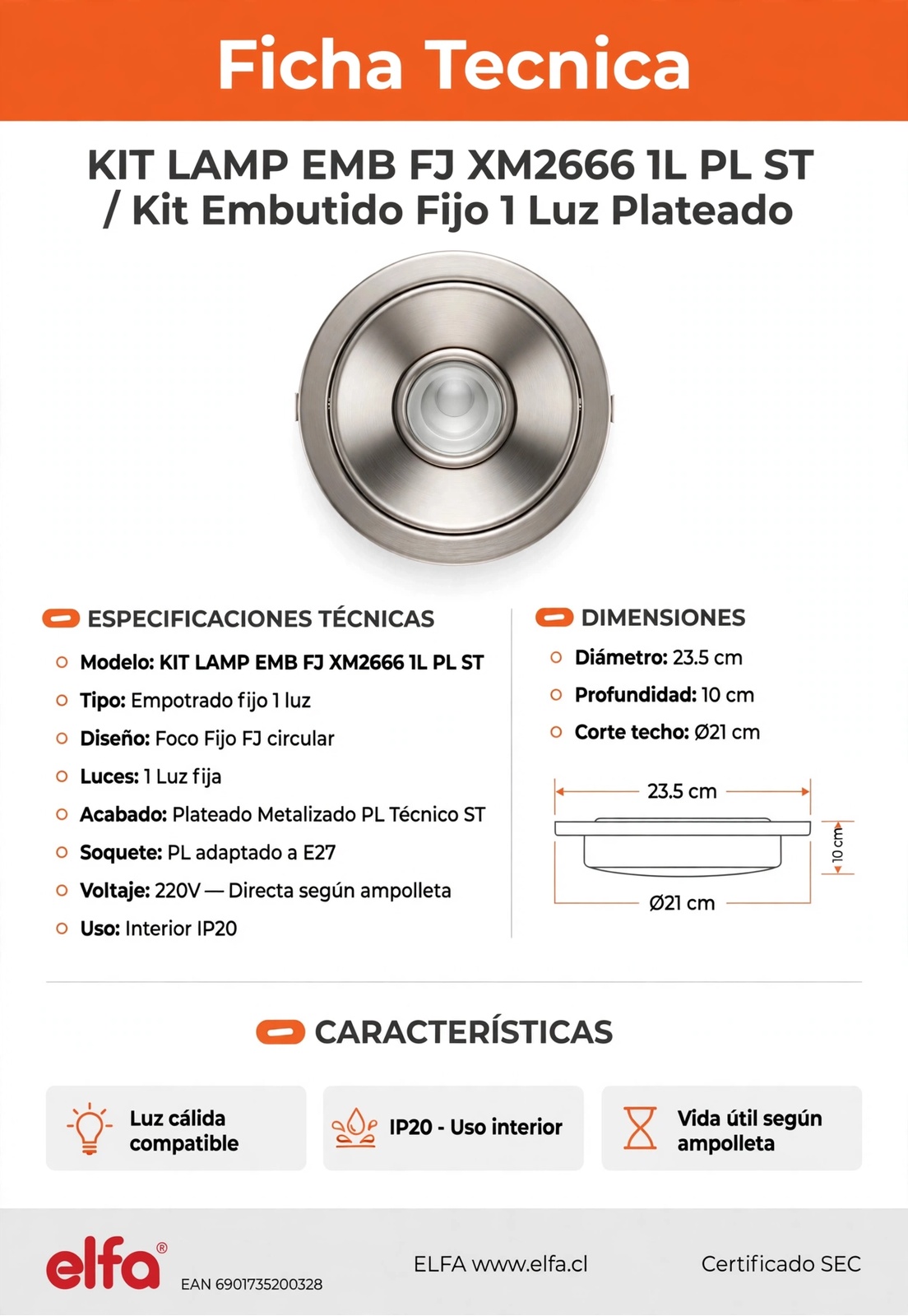 Kit Embutido Fijo 2 Luces Plateado Techo Doble Foco Para Pasillo Cocina Retail 3
