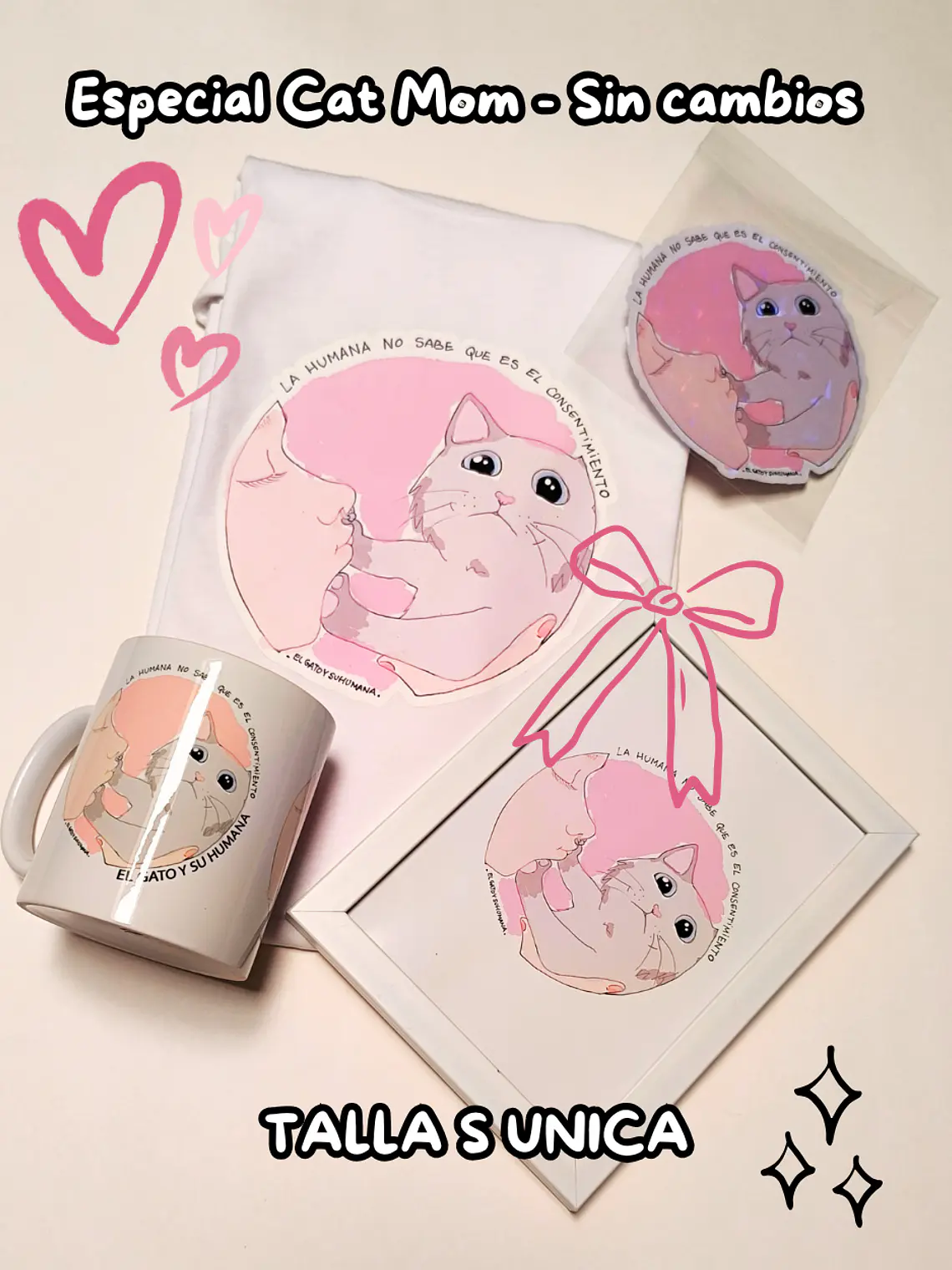 Pack Cat Mom - Consentimiento (Talla S Blanca - Talla M Negra) 1