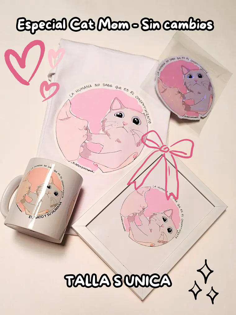 Pack Cat Mom - Consentimiento (Talla S Blanca - Talla M Negra) 1