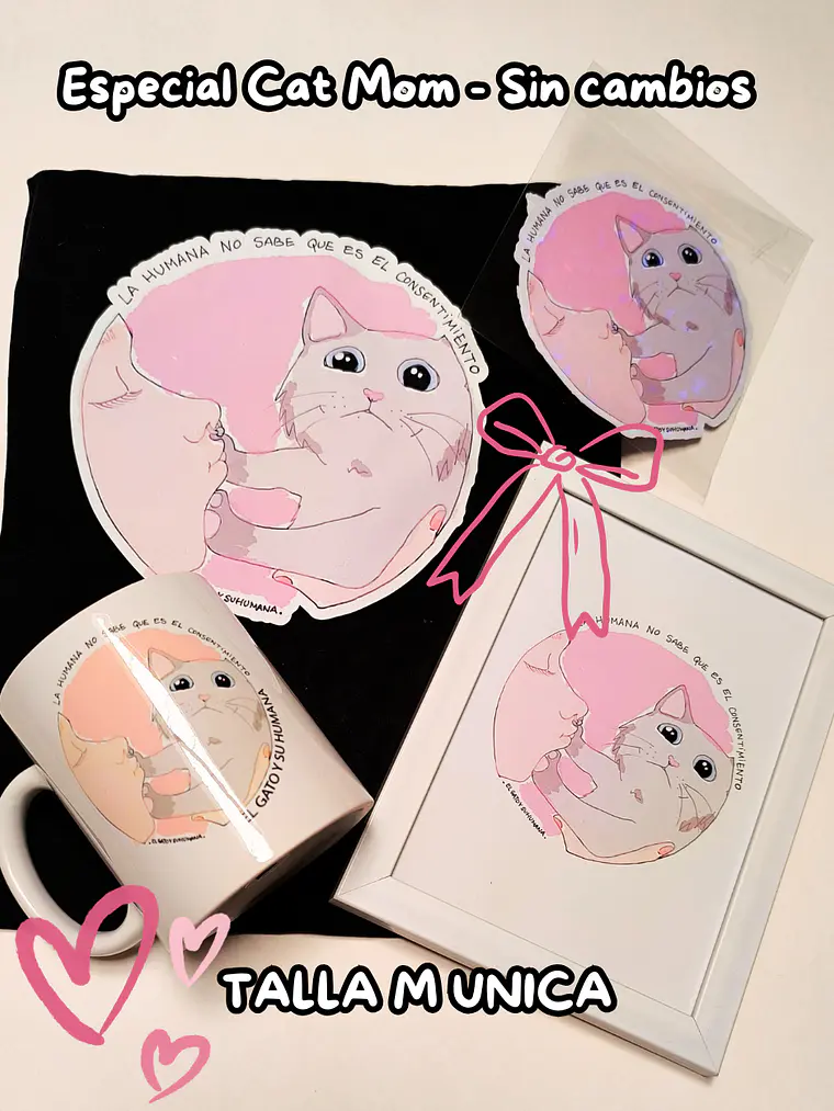 Pack Cat Mom - Consentimiento (Talla S Blanca - Talla M Negra) 2
