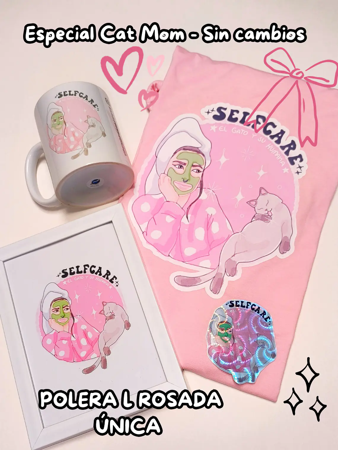 PACK Cat Mom - Selfcare (Polera Rosada Talla L) 1
