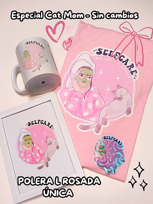 PACK Cat Mom - Selfcare (Polera Rosada Talla L)