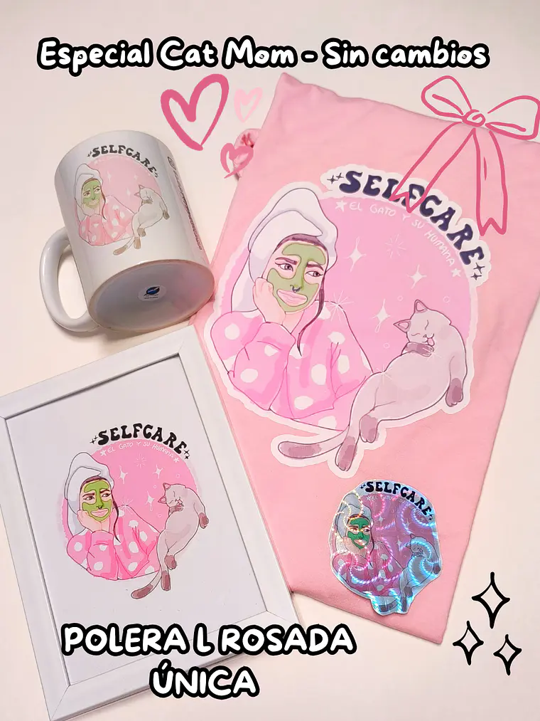 PACK Cat Mom - Selfcare (Polera Rosada Talla L) 1