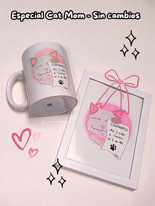 PACK Cat Mom - Contrato (Taza + Cuadro)