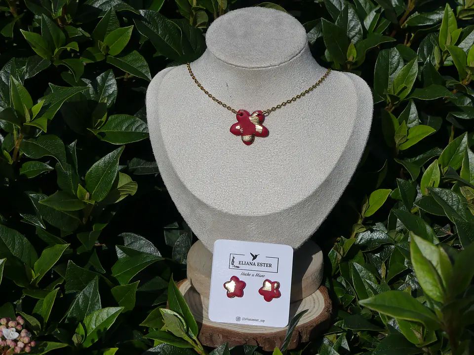 Conjunto Flor Carmesí Dorado 2