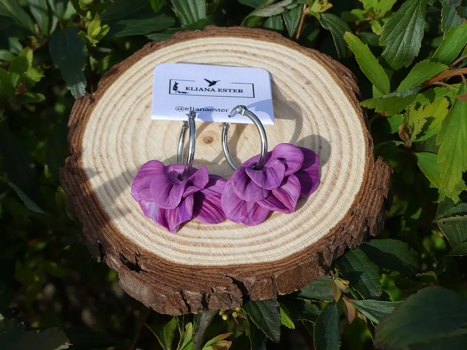 Argolla Flor Violeta Plateado 1