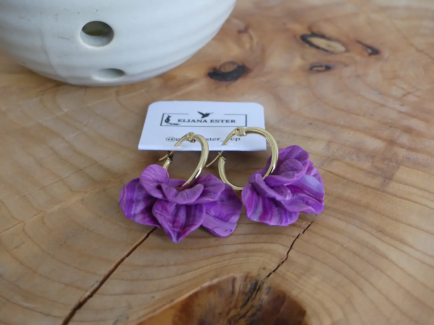 Argolla Flor Violeta Dorado 2