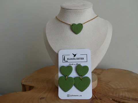 Conjunto Doble Corazón Verde Oliva