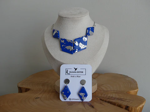 Conjunto Geométrico Azul Plateado