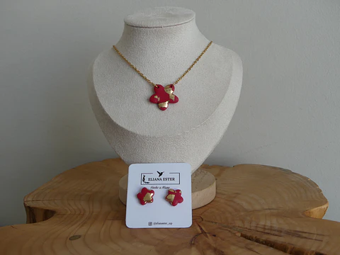Conjunto Flor Carmesí Dorado