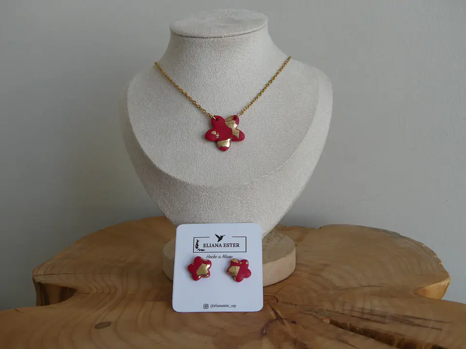Conjunto Flor Carmesí Dorado 1