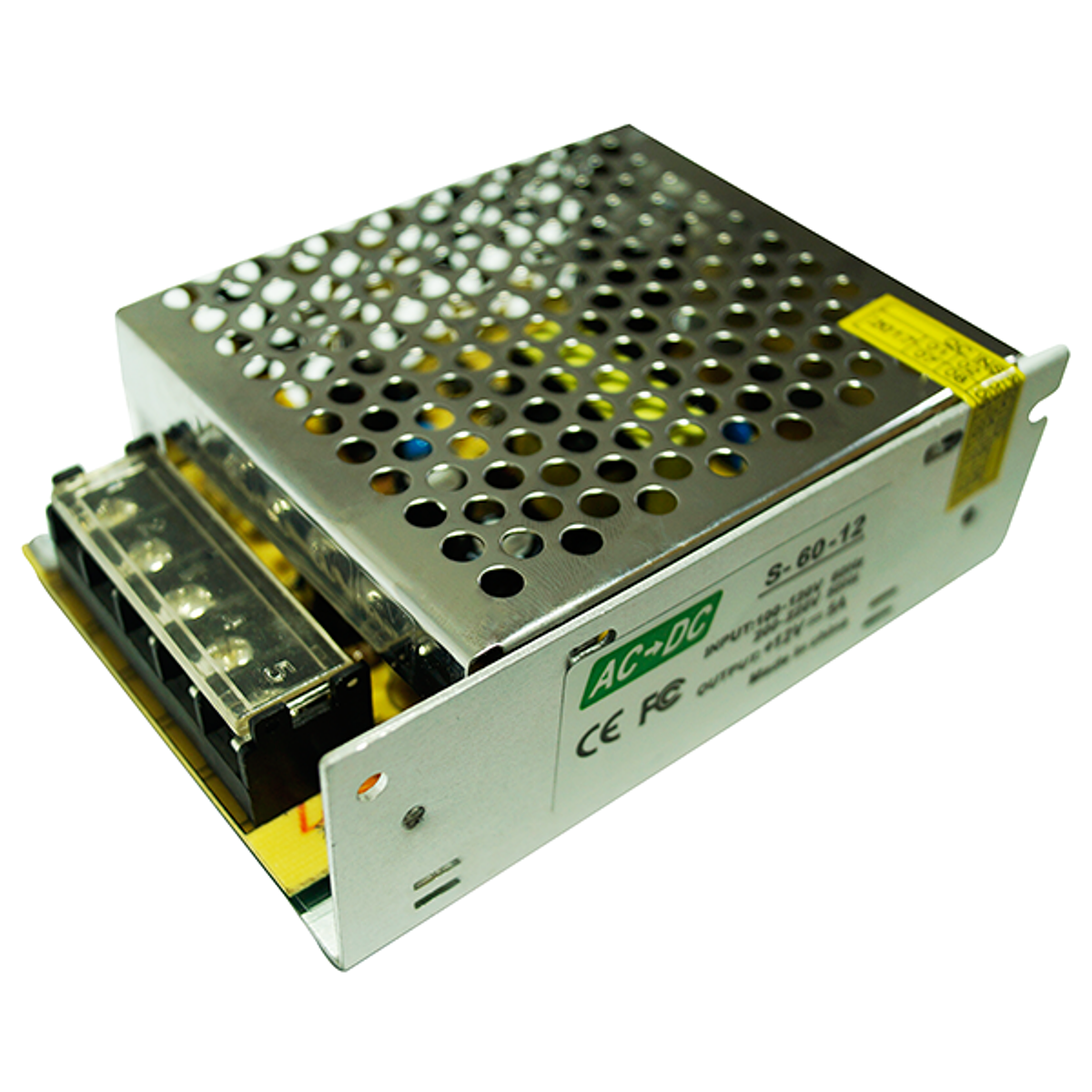 FUENTE DE PODER SWITCHING 60W 12V 5A INTERIOR PERFORADA