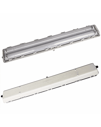 CANOA ANTIEXPLOSIVA FLUORESCENTE HERMÉTICA 2X18W IP66 IK08 60 CM. C/TUBOS