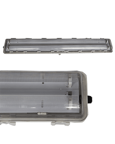 CANOA ANTIEXPLOSIVA FLUORESCENTE HERMÉTICA 2X18W IP66 IK08 60 CM. C/TUBOS