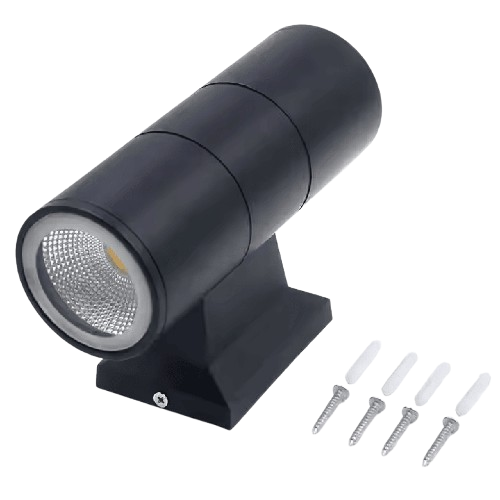 APLIQUE DECORATIVO BAZUCA BIDIRECCIONAL MINI 2x5W IP65 NEGRO