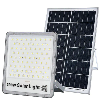 PROYECTOR LED SOLAR 300W IP66 C/PANEL SOLAR C/CONTROL REMOTO (GRIS)