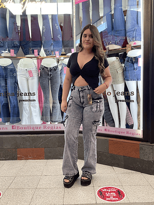 wide leg cargo gris nevado 