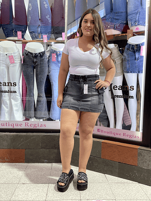 FALDA SHORT  CARGO GRIS 