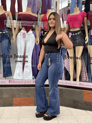 flare jeans azul medio trenzado curvi sirena