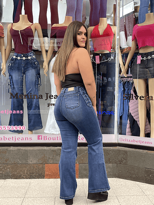 flare jeans azul medio trenzado curvi sirena