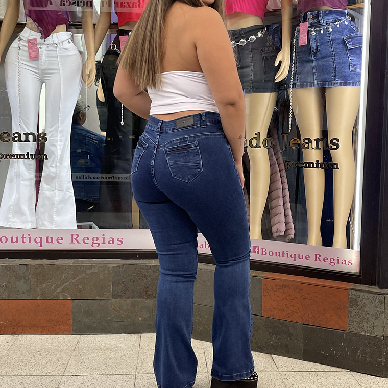 flare jeans curvi lineal azul medio 2