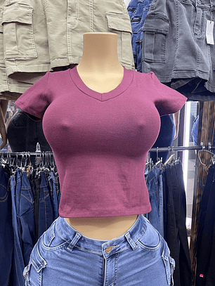 poleras crop aldon elasticados