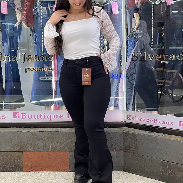 flare jeans sirena NEGRO TAPITA 2
