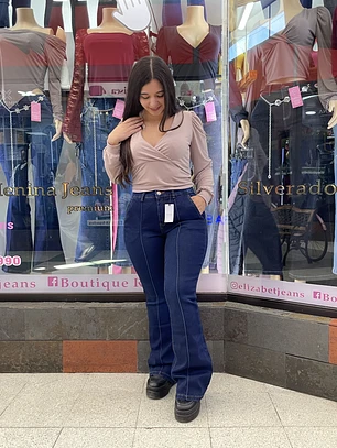 flare jeans azul linea sirena 