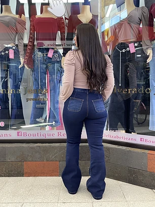 flare jeans azul linea sirena 