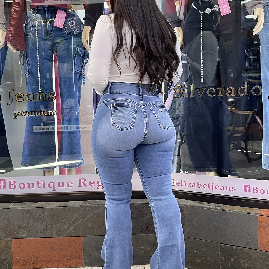 flare jeans celeste sirena dos botones  2