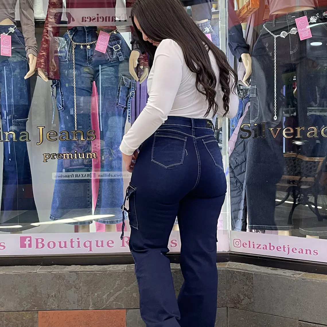wide jeans cargo azul  2