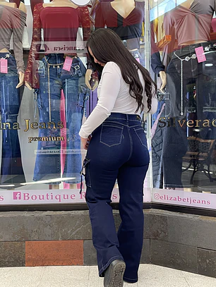 wide jeans cargo azul 