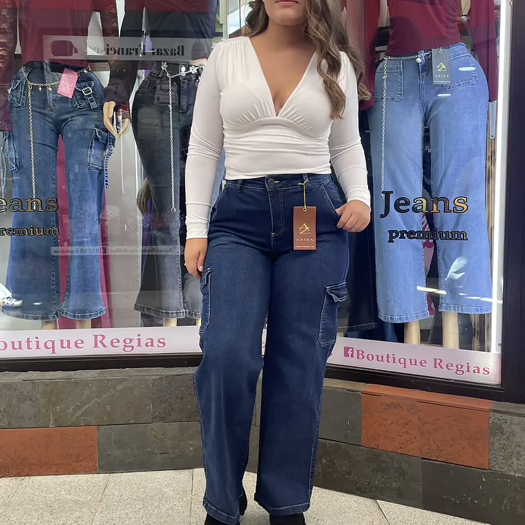 wide leg cargo azul  1