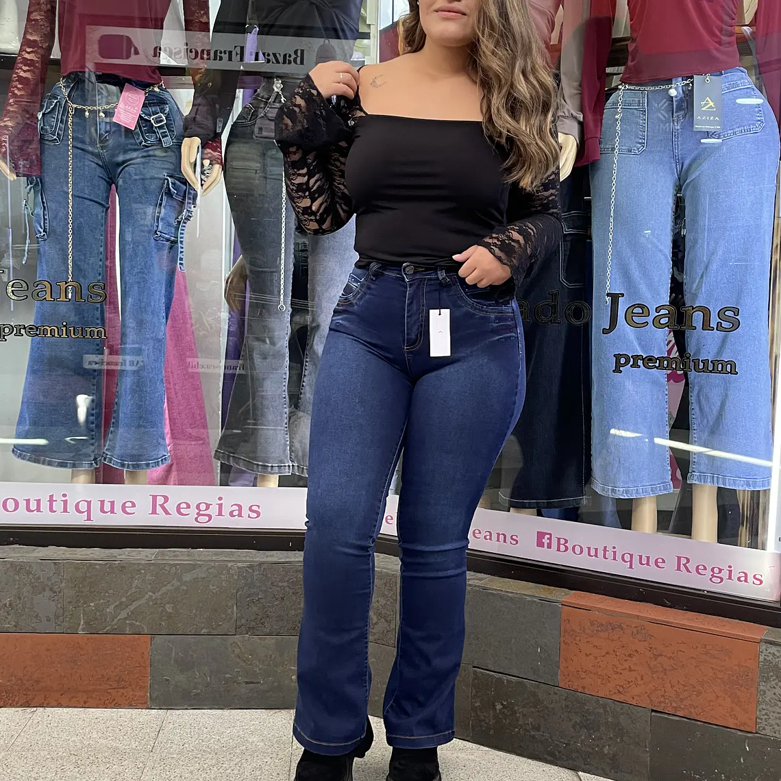 flare jeans semi ancho  azul sirena  1