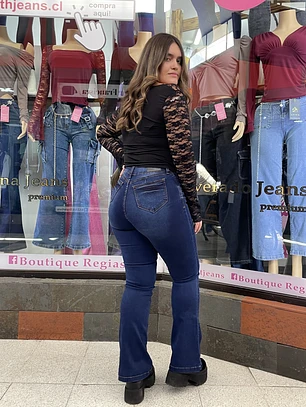 flare jeans semi ancho  azul sirena 
