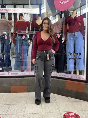 wide leg jeans cargo gris 