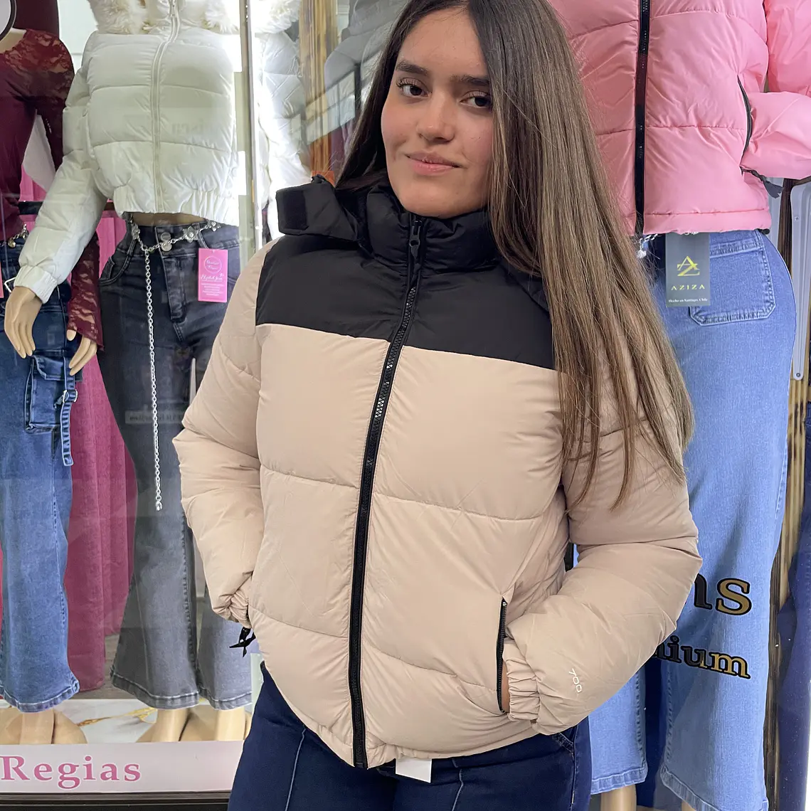 CASACA PUFA BEIGE BI COLOR  1