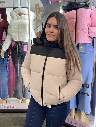 CASACA PUFA BEIGE BI COLOR 