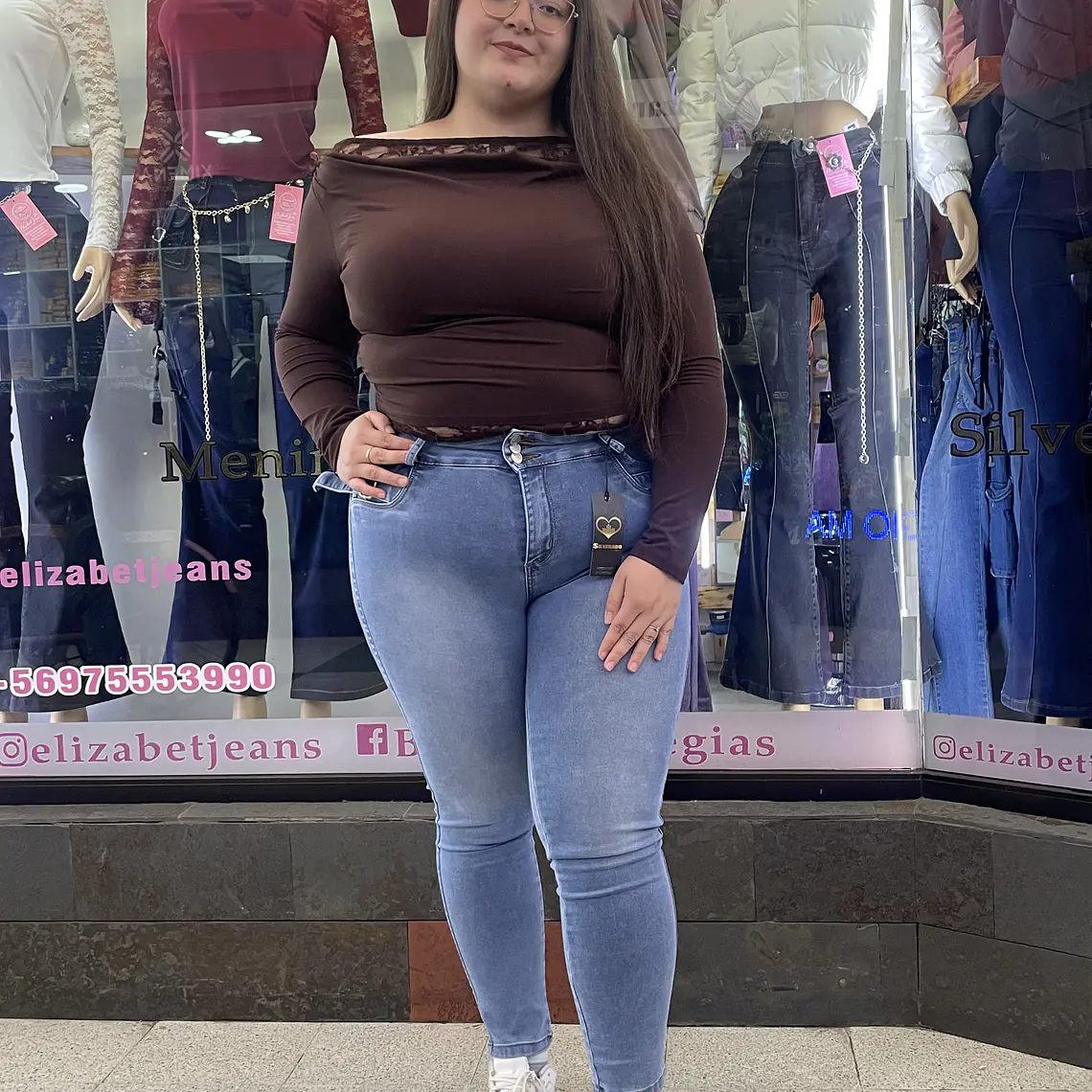 SKINNY JEANS  CELESTE BOLSILLOS CARGO TIRO ALTO  1