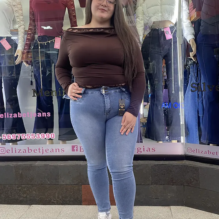 SKINNY JEANS  CELESTE BOLSILLOS CARGO TIRO ALTO  1