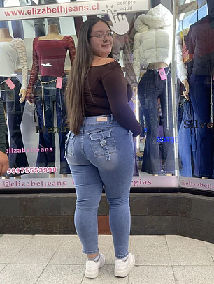 SKINNY JEANS  CELESTE BOLSILLOS CARGO TIRO ALTO 