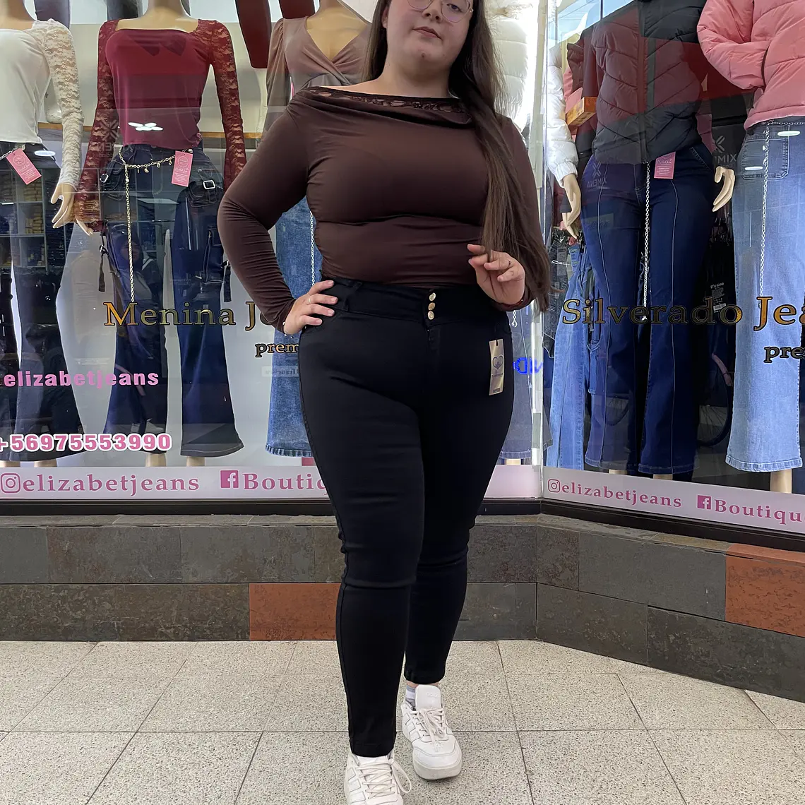 SKINNY JEANS NEGRO  PRETINA ANCHA 3 BOTONES  1