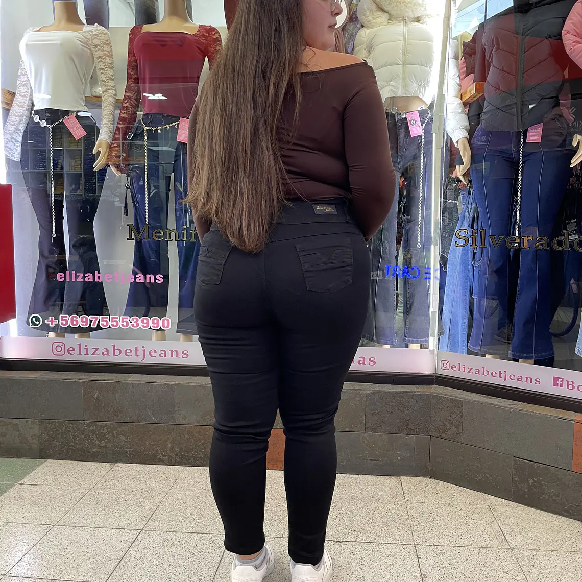 SKINNY JEANS NEGRO  PRETINA ANCHA 3 BOTONES  2