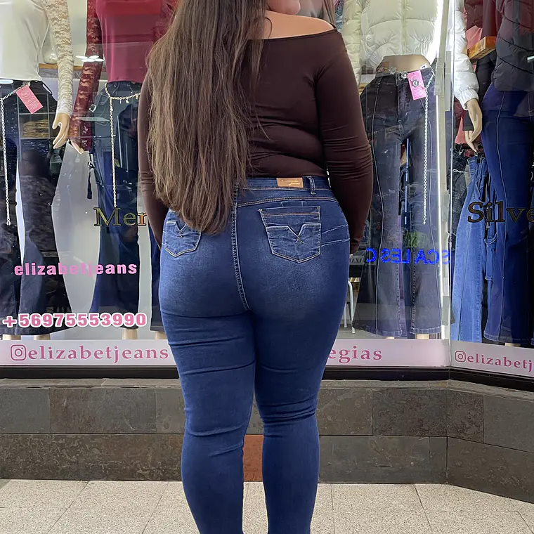 SKINNY JEANS AZUL UN BOTON TIRO ALTO EXTRA LINDAS  1