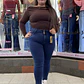 SKINNY JEANS AZUL PRETINA ANCHA 3 BOTONES EXTRA LINDAS  - Miniatura 1