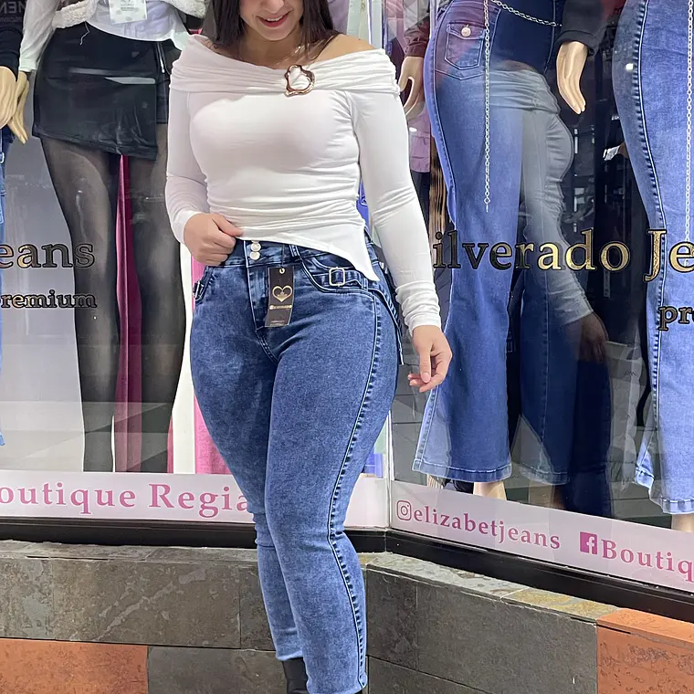 SKINNY JEANS AZUL NEVADO  CARGO BOLSILLOS  1