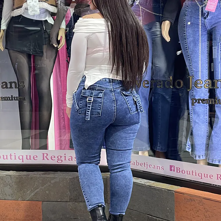 SKINNY JEANS AZUL NEVADO  CARGO BOLSILLOS  2