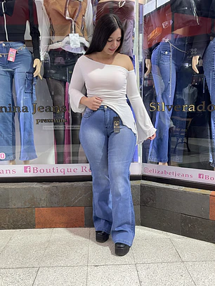 FLARE JEANS SIRENA CELESTE 